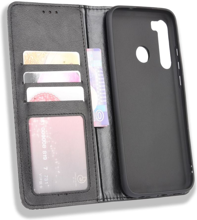 HTC Desire 20 Pro Retro Book Case Portemonnee Hoesje Zwart afbeelding 9