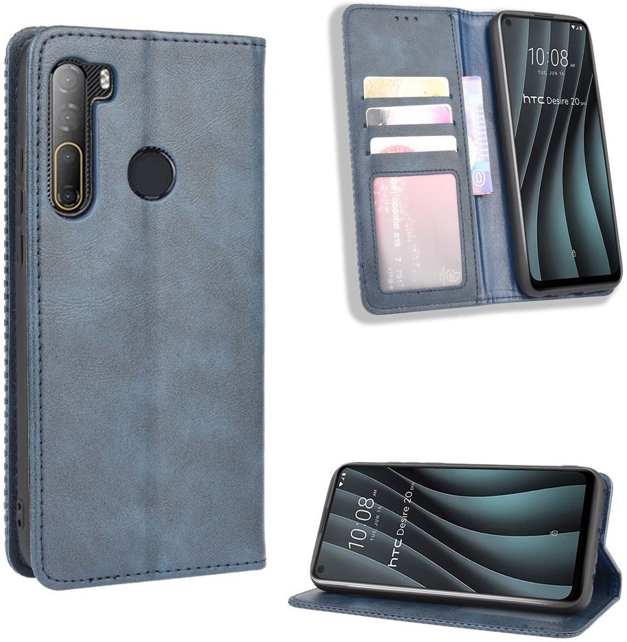 HTC Desire 20 Pro Retro Book Case Portemonnee Hoesje Grijs afbeelding 4