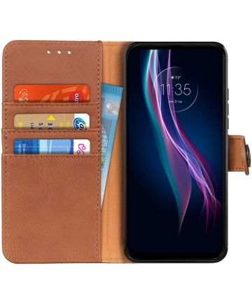 Motorola Moto One Fusion Plus Hoesje Retro Wallet Book Case Bruin Hoesjes