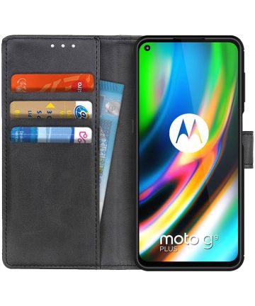 Motorola Moto G9 Plus Portemonnee Stand Hoesje Zwart Hoesjes