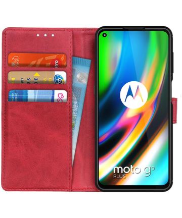 Motorola Moto G9 Plus Portemonnee Stand Hoesje Rood Hoesjes