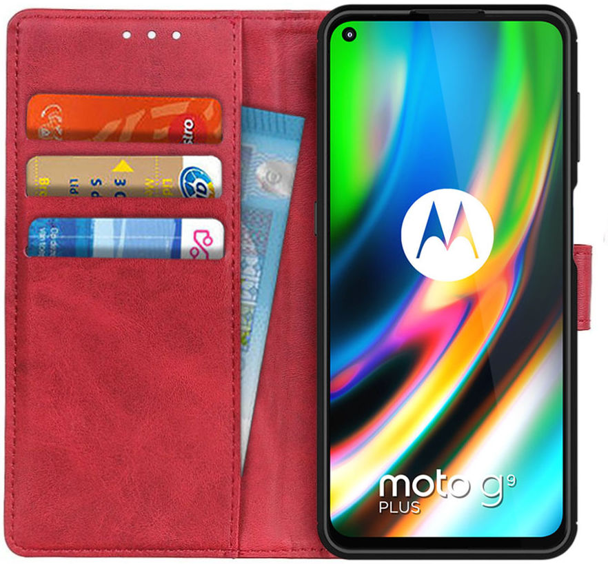 Motorola Moto G9 Plus Portemonnee Stand Hoesje Rood afbeelding 1