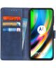 Motorola Moto G9 Plus Portemonnee Stand Hoesje Blauw