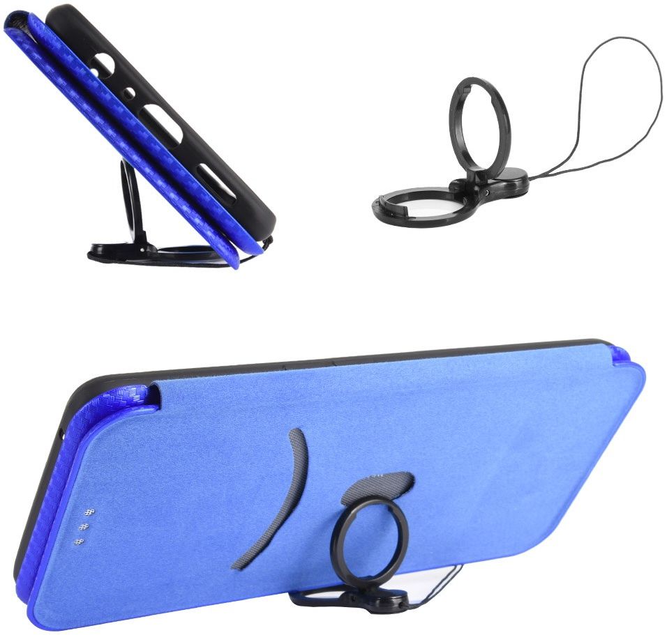 Motorola Moto G9 Plus Carbon Fiber Portemonnee Hoesje Blauw afbeelding 10