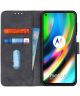 Motorola Moto G9 Plus Hoesje Retro Wallet Book Case Zwart
