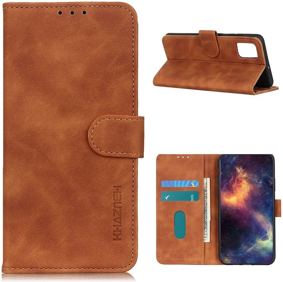 KHAZNEH Motorola Moto G9 Plus Hoesje Retro Wallet Book Case Bruin afbeelding 6