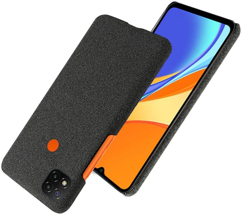 Xiaomi 9C Hoesje Stoffen Back Cover Zwart afbeelding 3