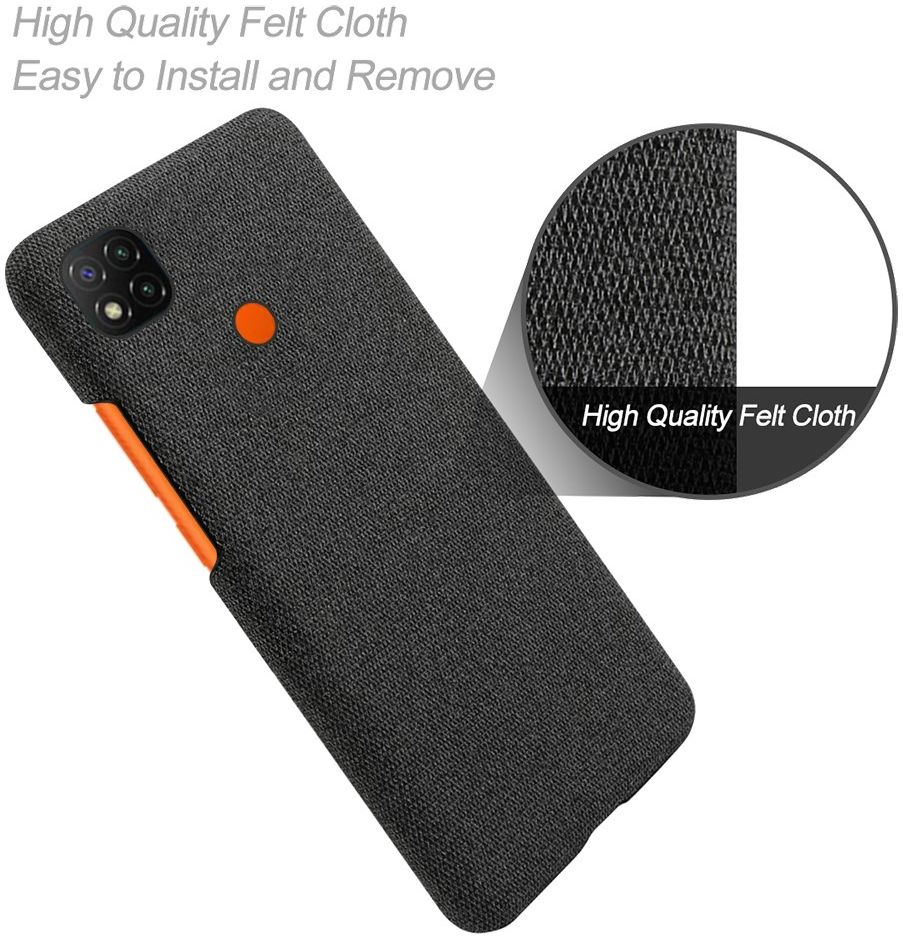 Xiaomi 9C Hoesje Stoffen Back Cover Zwart afbeelding 4
