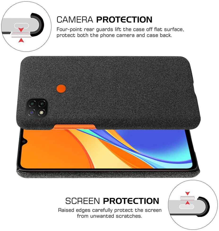 Xiaomi 9C Hoesje Stoffen Back Cover Zwart afbeelding 5
