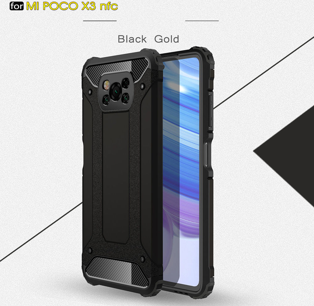 Xiaomi Poco X3 / X3 Pro Hoesje Shock Proof Hybride Back Cover Zwart afbeelding 4