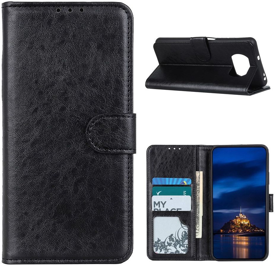 Xiaomi Poco X3 / X3 Pro Hoesje Book Case met Pasjes Kunstleer Zwart afbeelding 3