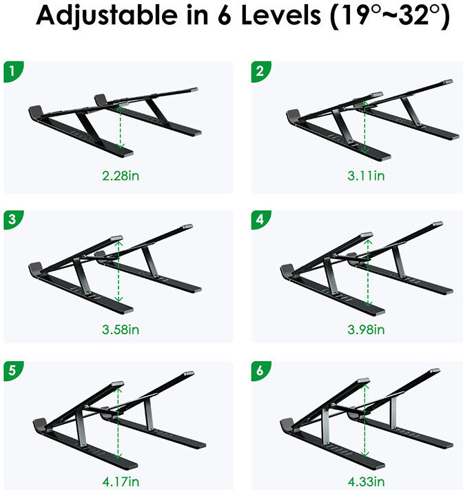 Universele Verstelbare Opvouwbare Stand Laptops tot 18 Inch Zwart afbeelding 9
