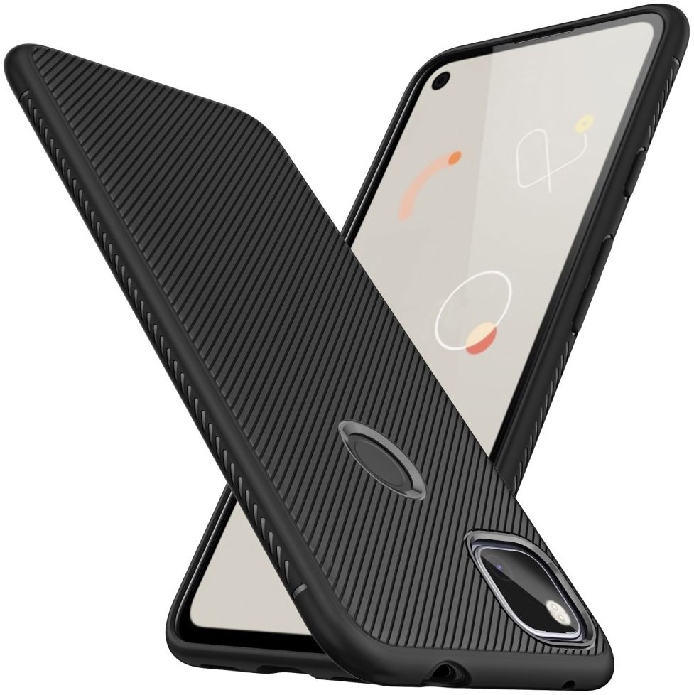 Google Pixel 4A Hoesje Twill Slim Textuur Back Cover Zwart afbeelding 2