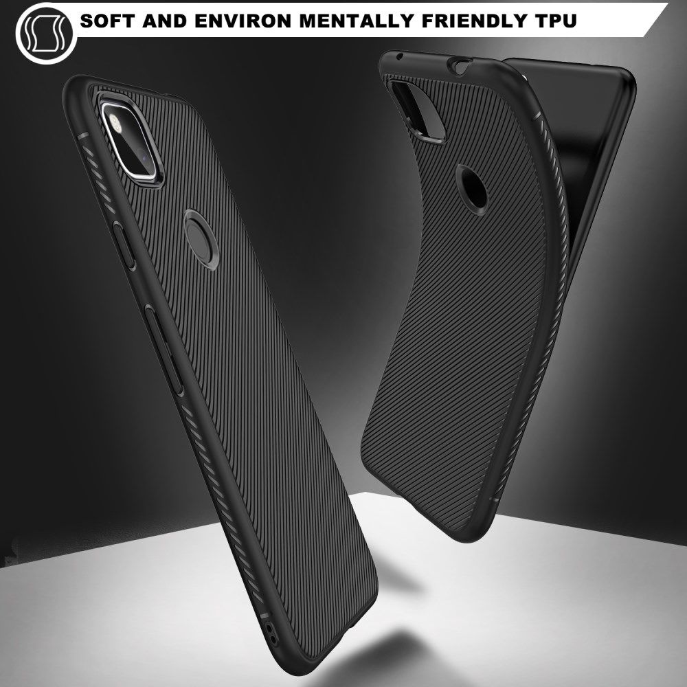 Google Pixel 4A Hoesje Twill Slim Textuur Back Cover Zwart afbeelding 4