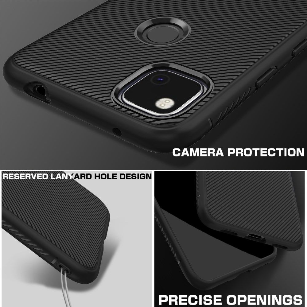 Google Pixel 4A Hoesje Twill Slim Textuur Back Cover Zwart afbeelding 5