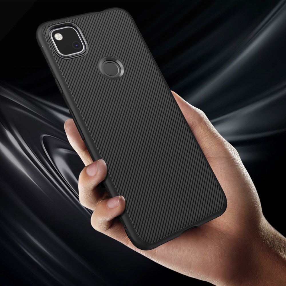 Google Pixel 4A Hoesje Twill Slim Textuur Back Cover Zwart afbeelding 6