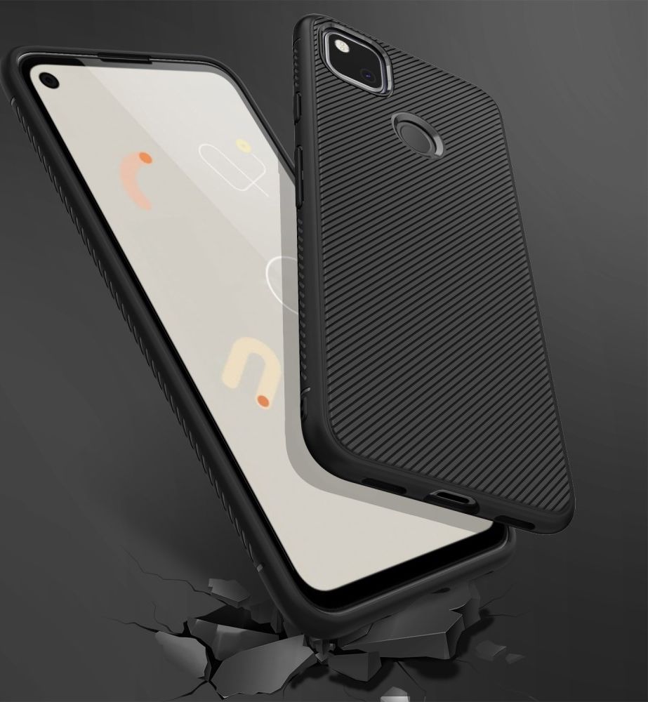 Google Pixel 4A Hoesje Twill Slim Textuur Back Cover Zwart | GSMpunt.nl