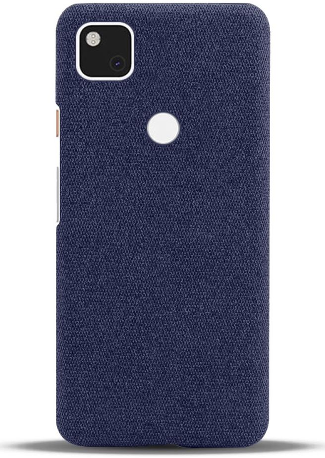 Google Pixel 4A Hoesje Hard Plastic met Stoffen Afwerking Blauw afbeelding 2