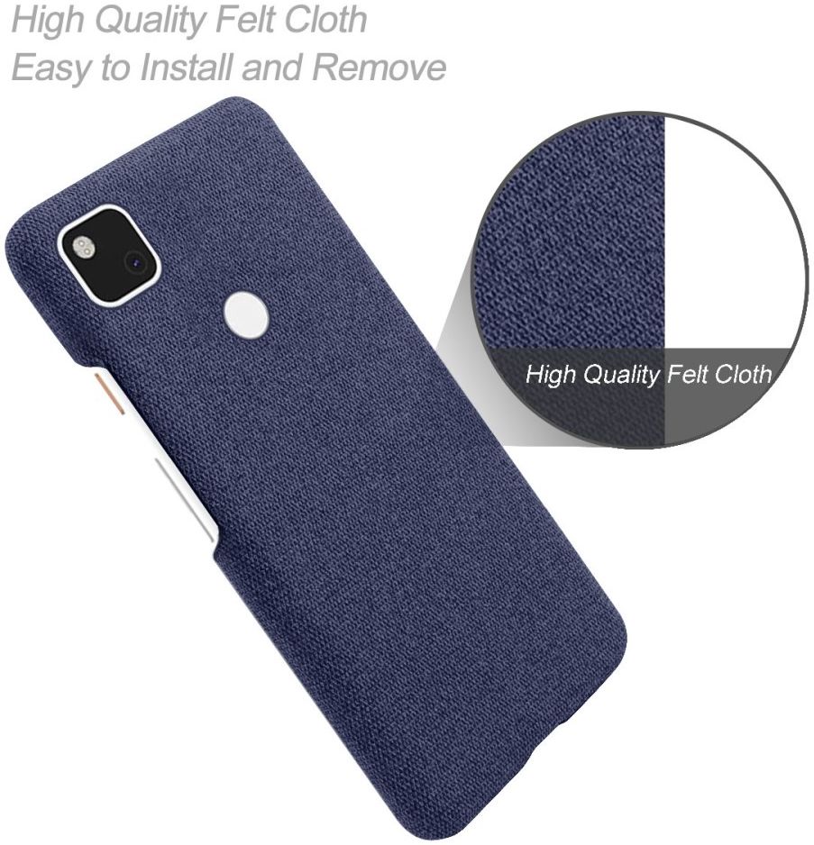 Google Pixel 4A Hoesje Hard Plastic met Stoffen Afwerking Blauw afbeelding 4