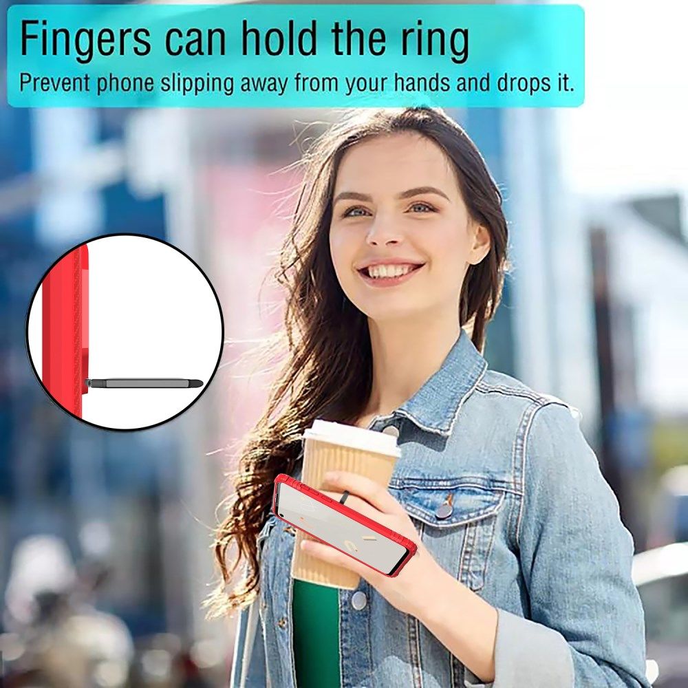 Google Pixel 4a Hybride Hoesje met Ring Kickstand Rood afbeelding 8