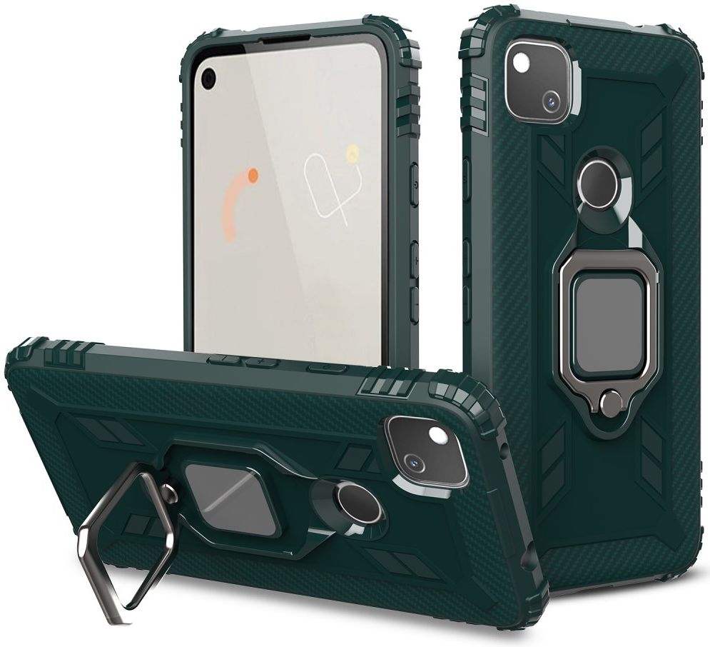 Google Pixel 4a Hybride Hoesje met Ring Kickstand Groen afbeelding 3