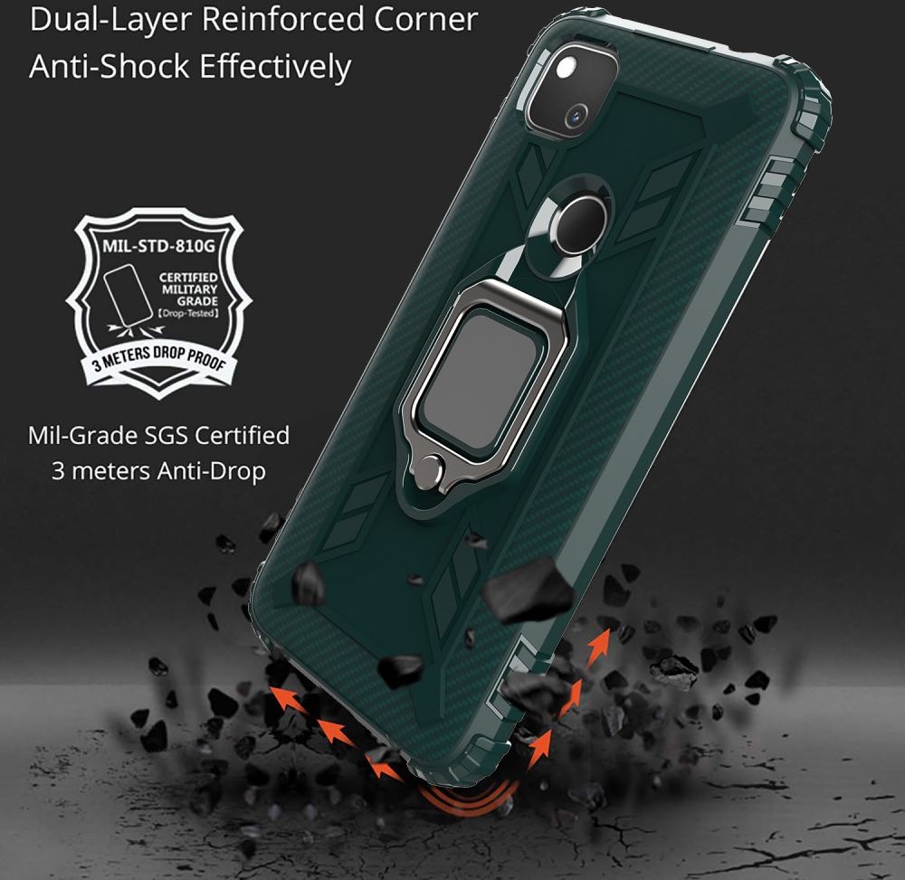Google Pixel 4a Hybride Hoesje met Ring Kickstand Groen afbeelding 4
