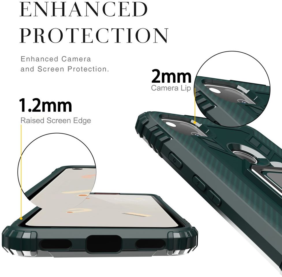 Google Pixel 4a Hybride Hoesje met Ring Kickstand Groen afbeelding 5