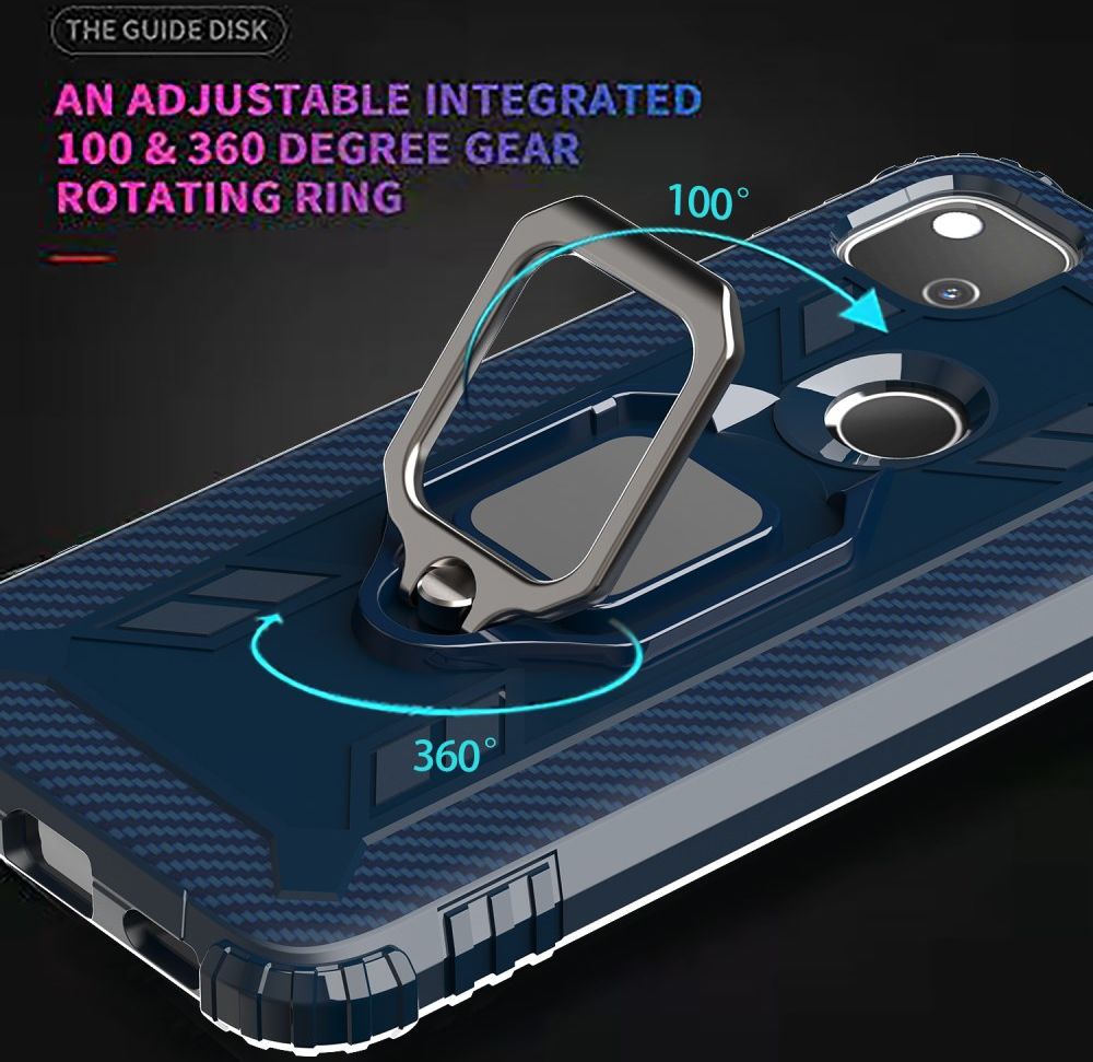 Google Pixel 4a Hybride Hoesje met Ring Kickstand Blauw afbeelding 7