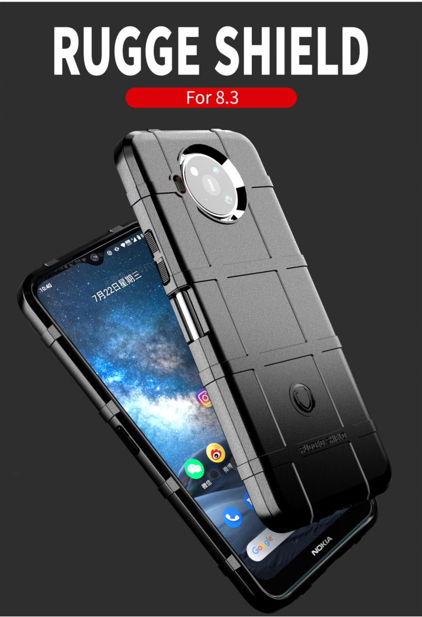 Nokia 8.3 Hoesje Shock Proof Rugged Shield Back Cover Zwart afbeelding 3