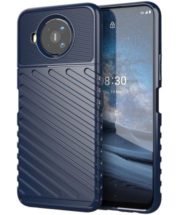 Nokia 8.3 Twill Thunder Texture Back Cover Blauw Hoesjes