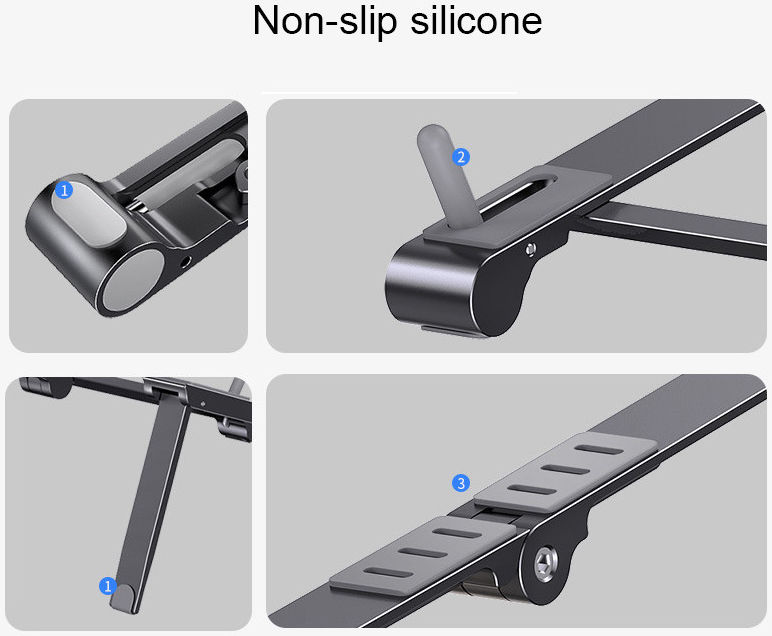 Universele Verstelbare Houder voor Smartphone / Laptop / Tablet Zilver afbeelding 8