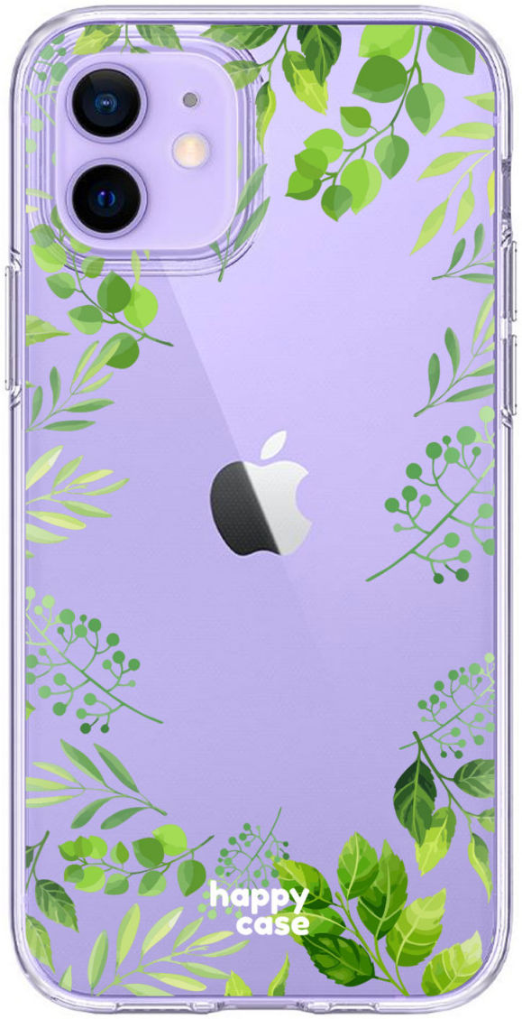 HappyCase iPhone 12 / 12 Pro Hoesje Flexibel TPU Leaves Print afbeelding 1