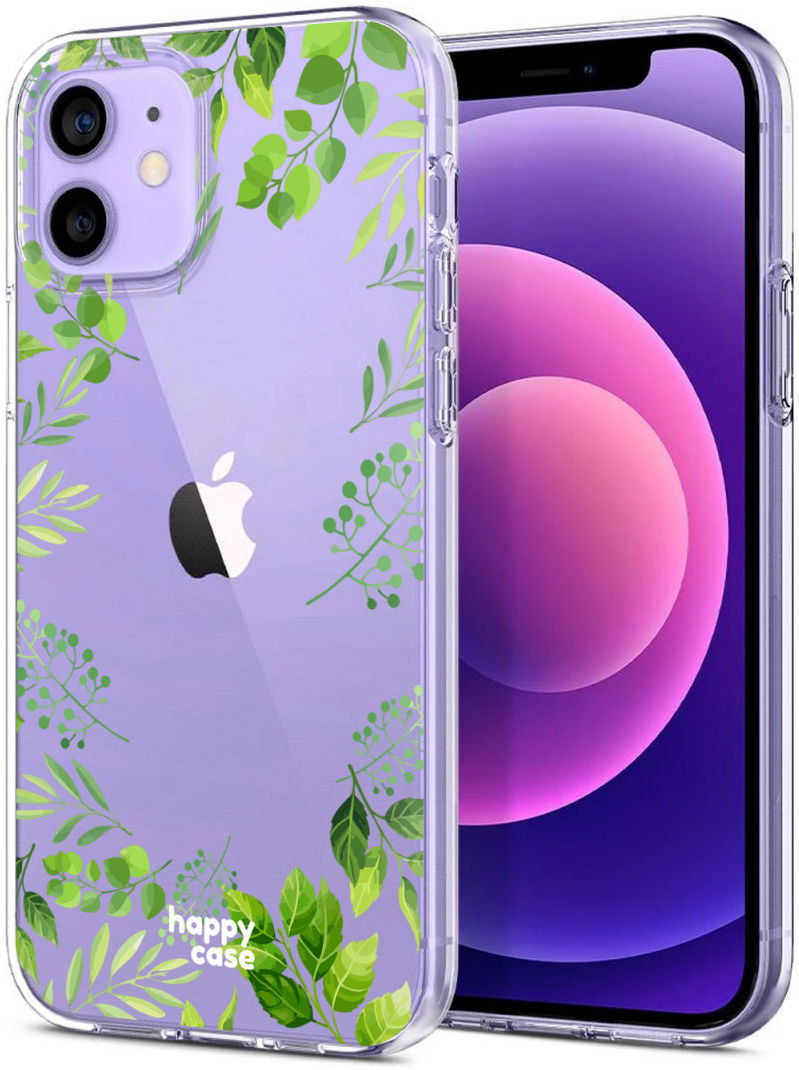 HappyCase iPhone 12 / 12 Pro Hoesje Flexibel TPU Leaves Print afbeelding 2