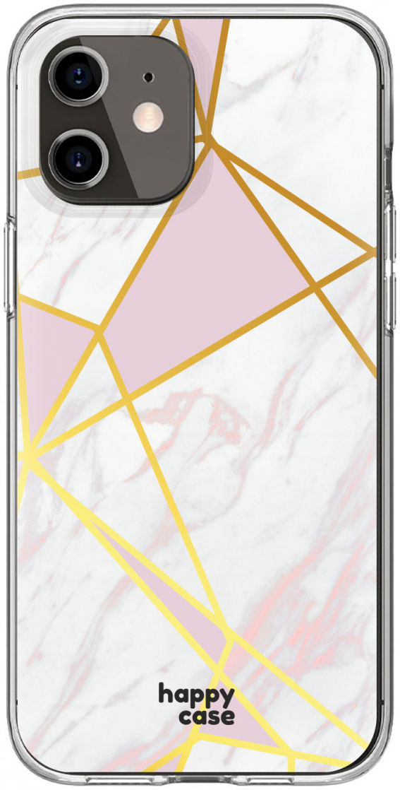 HappyCase iPhone 12 / 12 Pro Hoesje Flexibel TPU Roze Marmer Print afbeelding 1