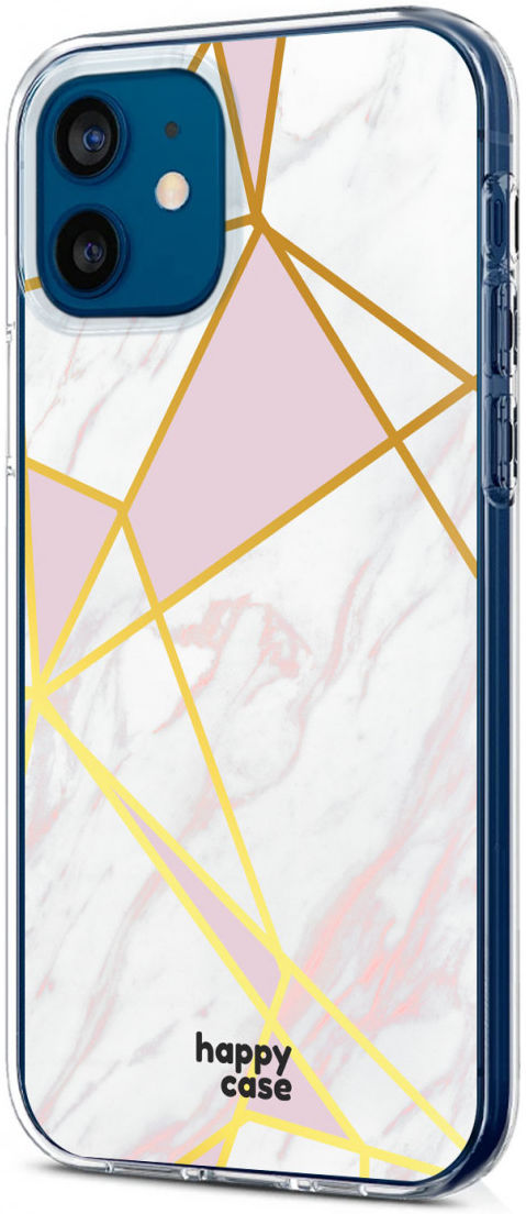 HappyCase iPhone 12 / 12 Pro Hoesje Flexibel TPU Roze Marmer Print afbeelding 6