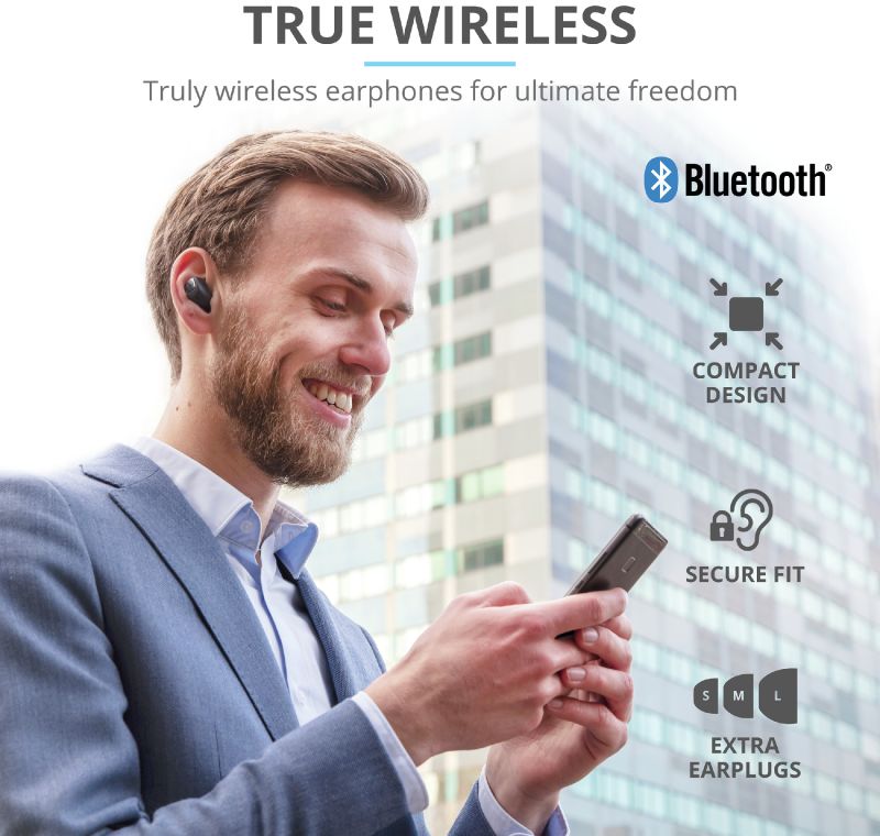 Trust Nika Compact Bluetooth Wireless Earphones Zwart afbeelding 6