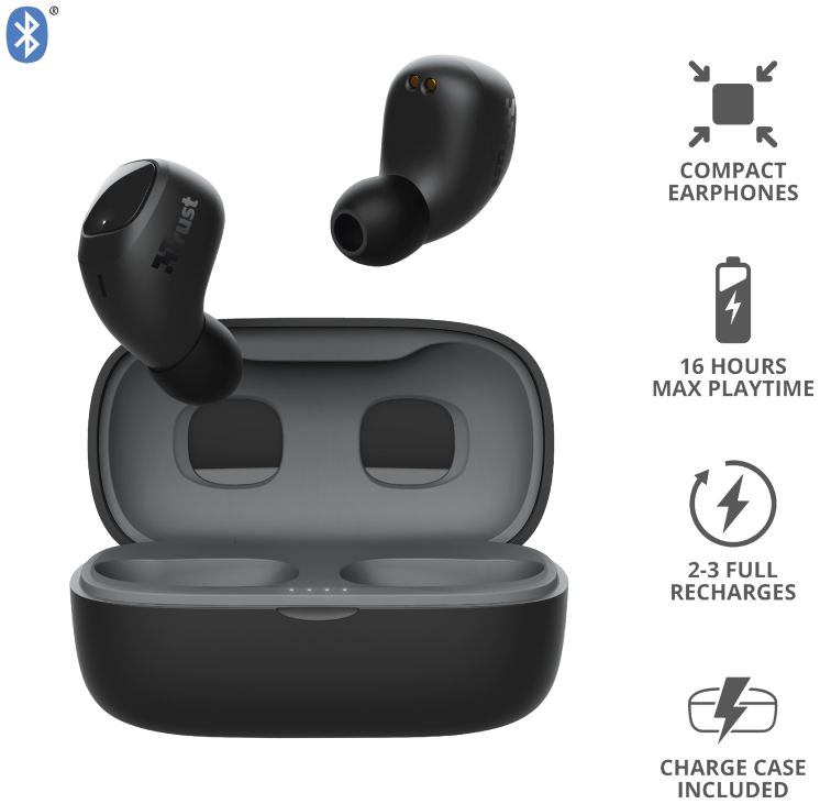 Trust Nika Compact Bluetooth Wireless Earphones Zwart afbeelding 8