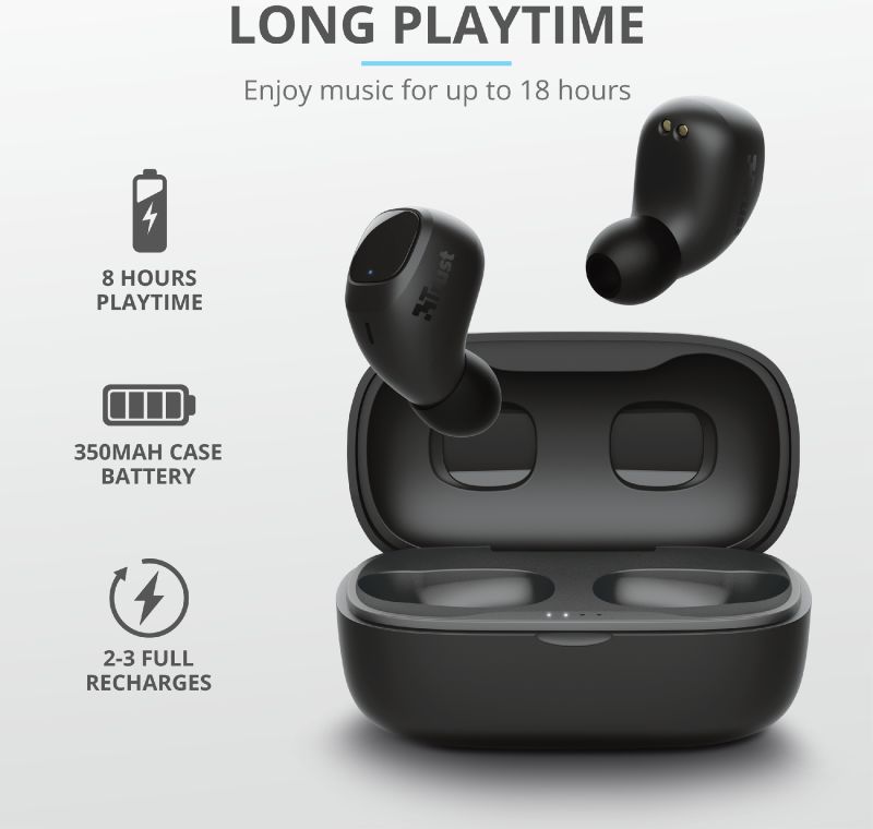 Trust Nika Compact Bluetooth Wireless Earphones Zwart afbeelding 9