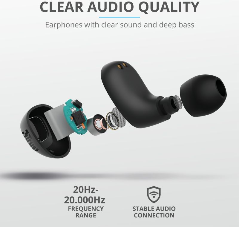 Trust Nika Compact Bluetooth Wireless Earphones Zwart afbeelding 11