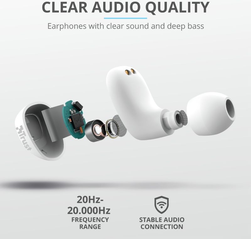 Trust Nika Compact Bluetooth Wireless Earphones Wit afbeelding 9