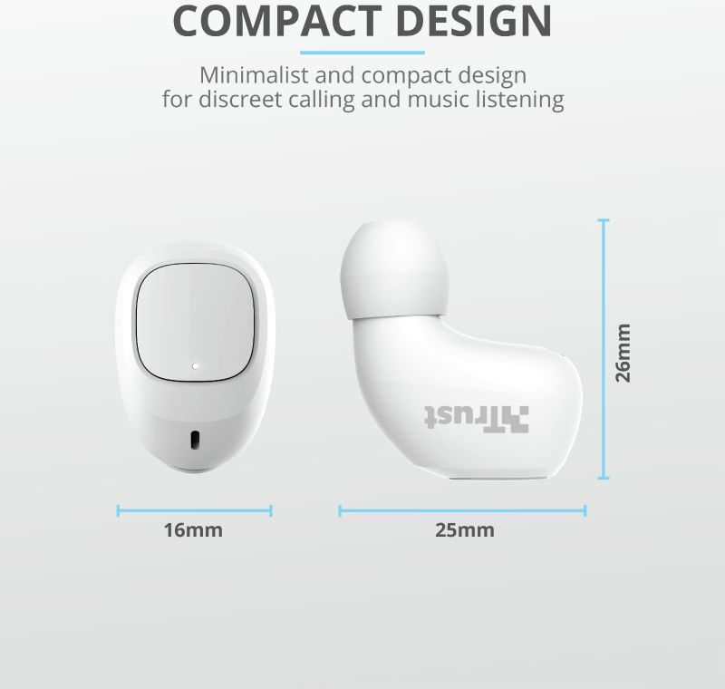 Trust Nika Compact Bluetooth Wireless Earphones Wit afbeelding 10