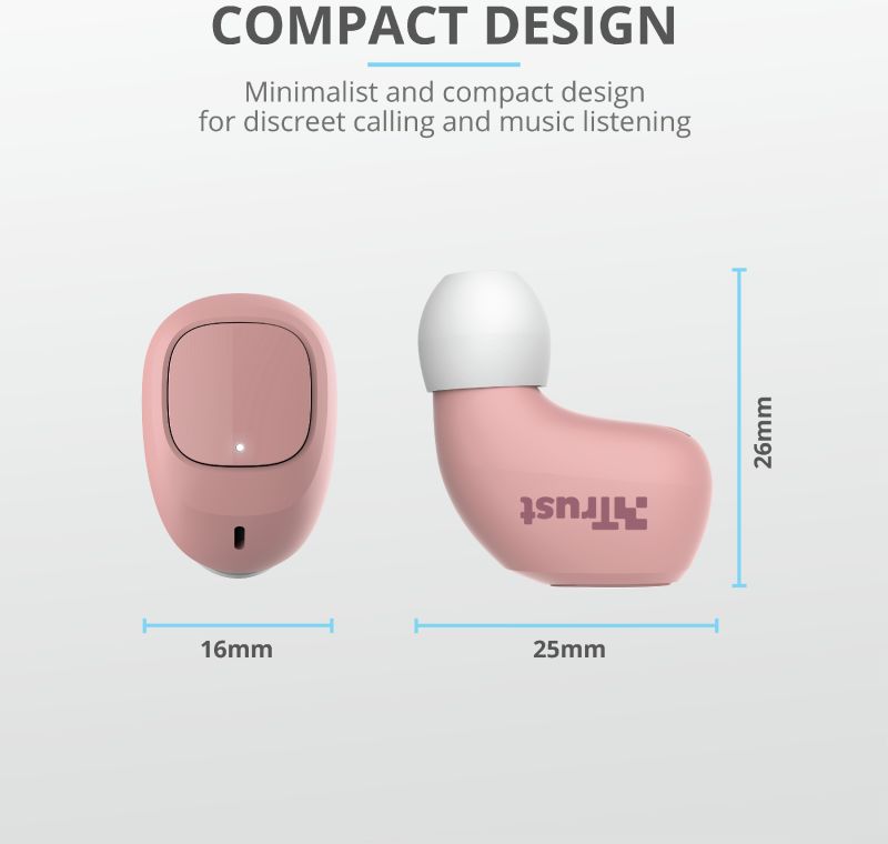 Trust Nika Compact Bluetooth Wireless Earphones Roze afbeelding 8