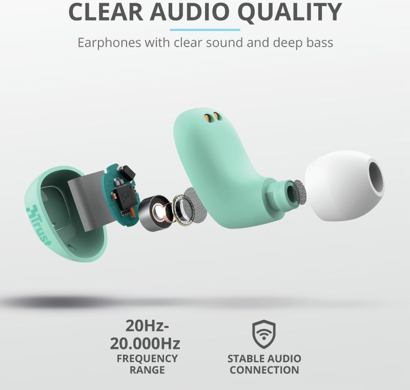 Trust Nika Compact Bluetooth Wireless Earphones Mint afbeelding 8