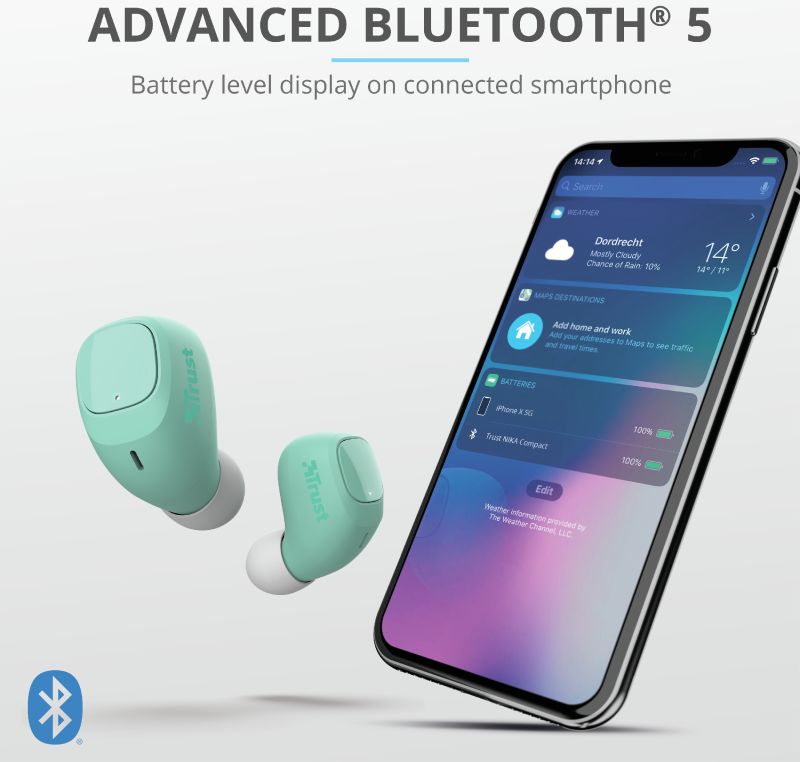 Trust Nika Compact Bluetooth Wireless Earphones Mint afbeelding 9