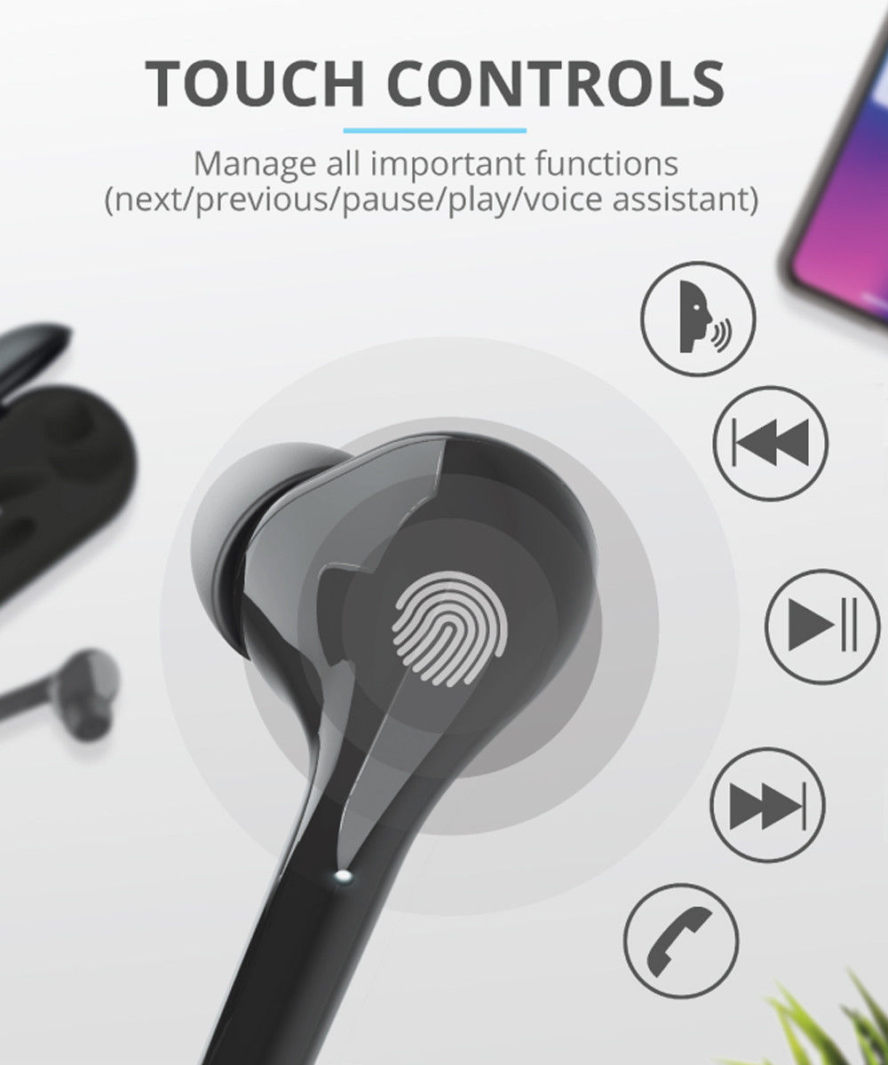 Trust Nika Touch Bluetooth In-Ear Volledig Draadloze Oordopjes Zwart afbeelding 8