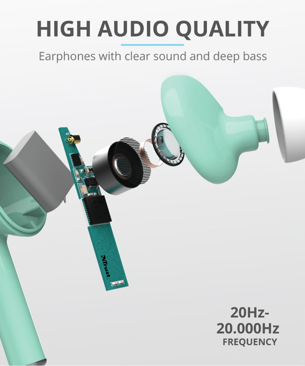 Trust Nika Touch Bluetooth In-Ear Volledig Draadloze Oordopjes Groen afbeelding 6