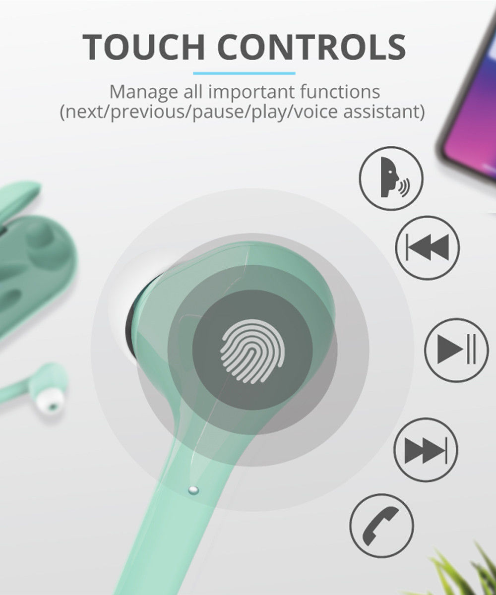 Trust Nika Touch Bluetooth In-Ear Volledig Draadloze Oordopjes Groen afbeelding 8