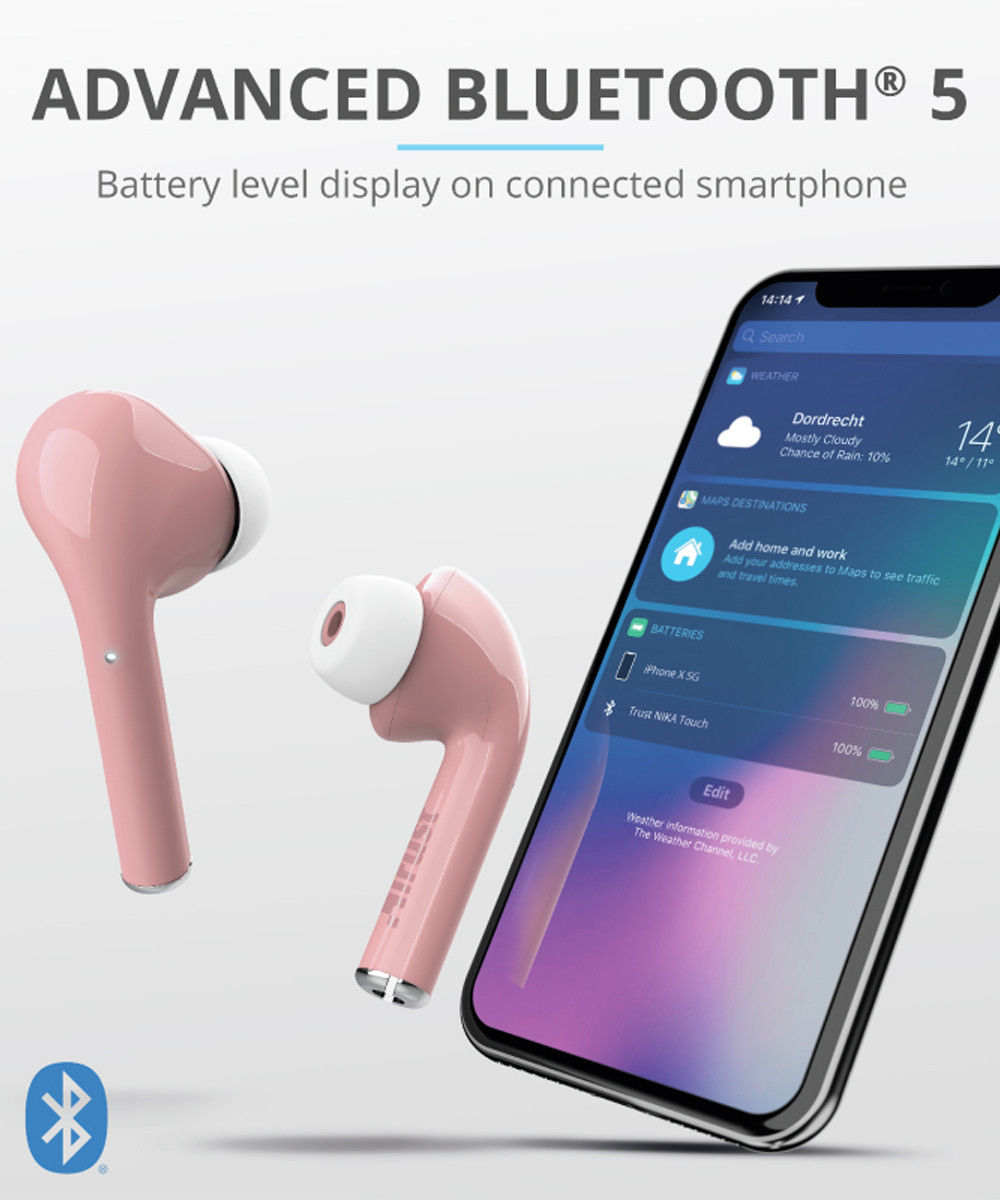 Trust Nika Touch Bluetooth In-Ear Volledig Draadloze Oordopjes Roze afbeelding 9