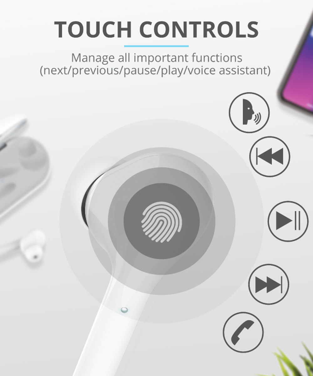 Trust Nika Touch Bluetooth In-Ear Volledig Draadloze Oordopjes Wit afbeelding 8