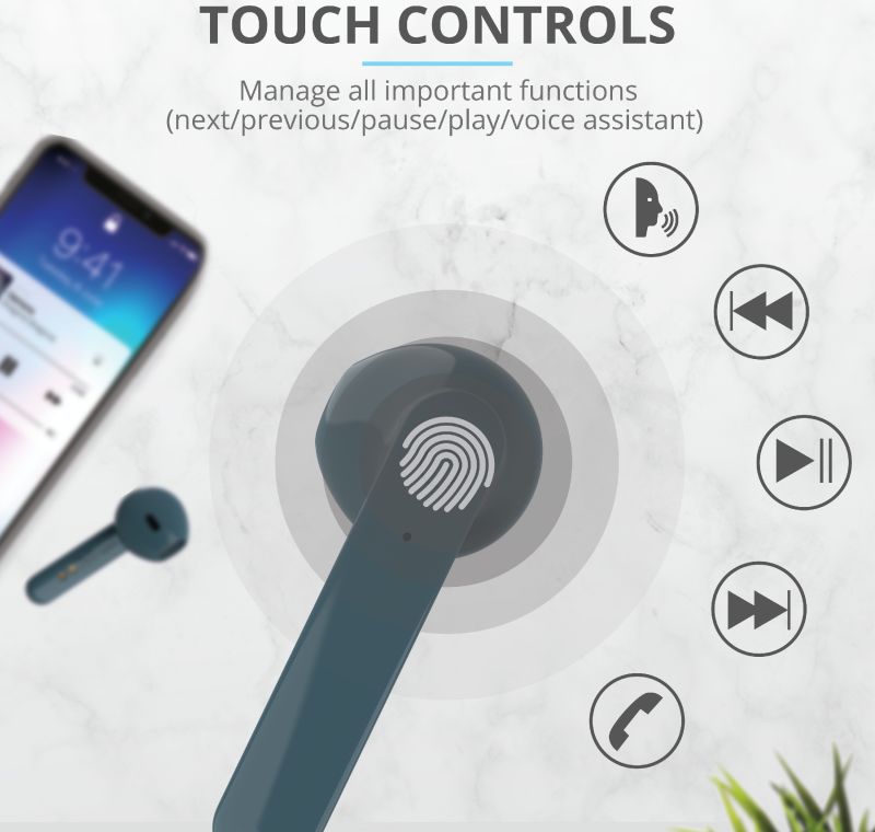 Trust Primo Touch Wireless Bluetooth Earphones Blauw afbeelding 11